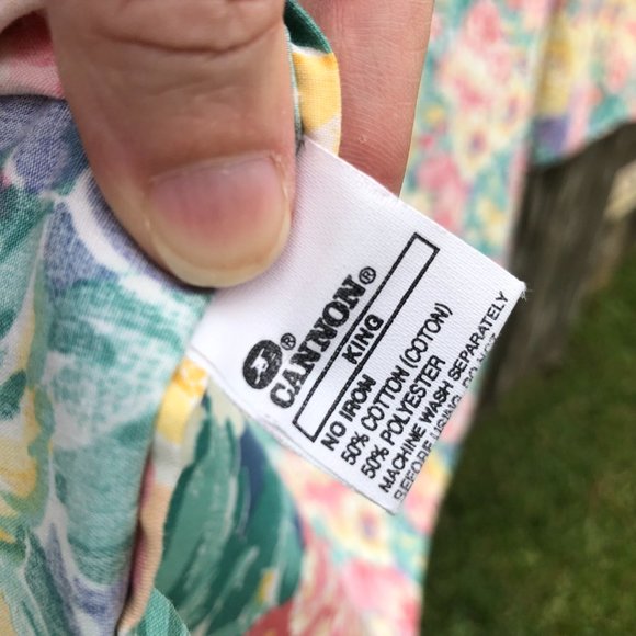 Vintage Cannon Floral Flat Sheet w/ Pillowcase Floral Print Border Made in USA - Picture 8 of 10